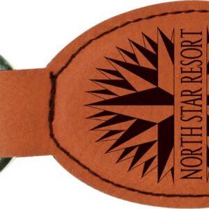 Personalized Leather Keychain, Engraved Faux Leather - Oval, 3" x 1 3/4", Rawhide