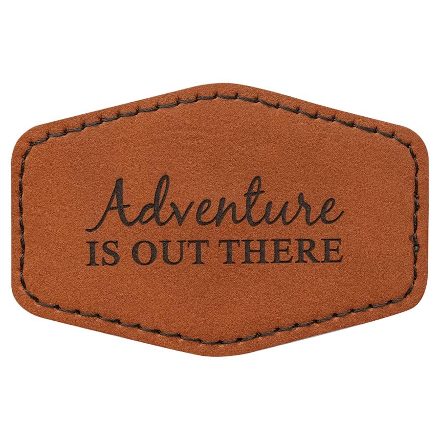 Laserable Leatherette Patch Blanks with Adhesive, Hexagon and Specialty Shape (Packs) - 3" x 2" Hex Rawhide