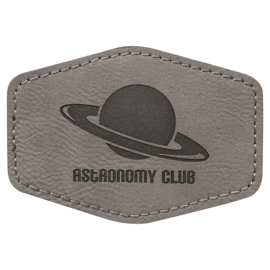 Laserable Leatherette Patch Blanks with Adhesive, Hexagon and Specialty Shape (Packs) - 3 1/2" x 2 1/2" Hex Gray