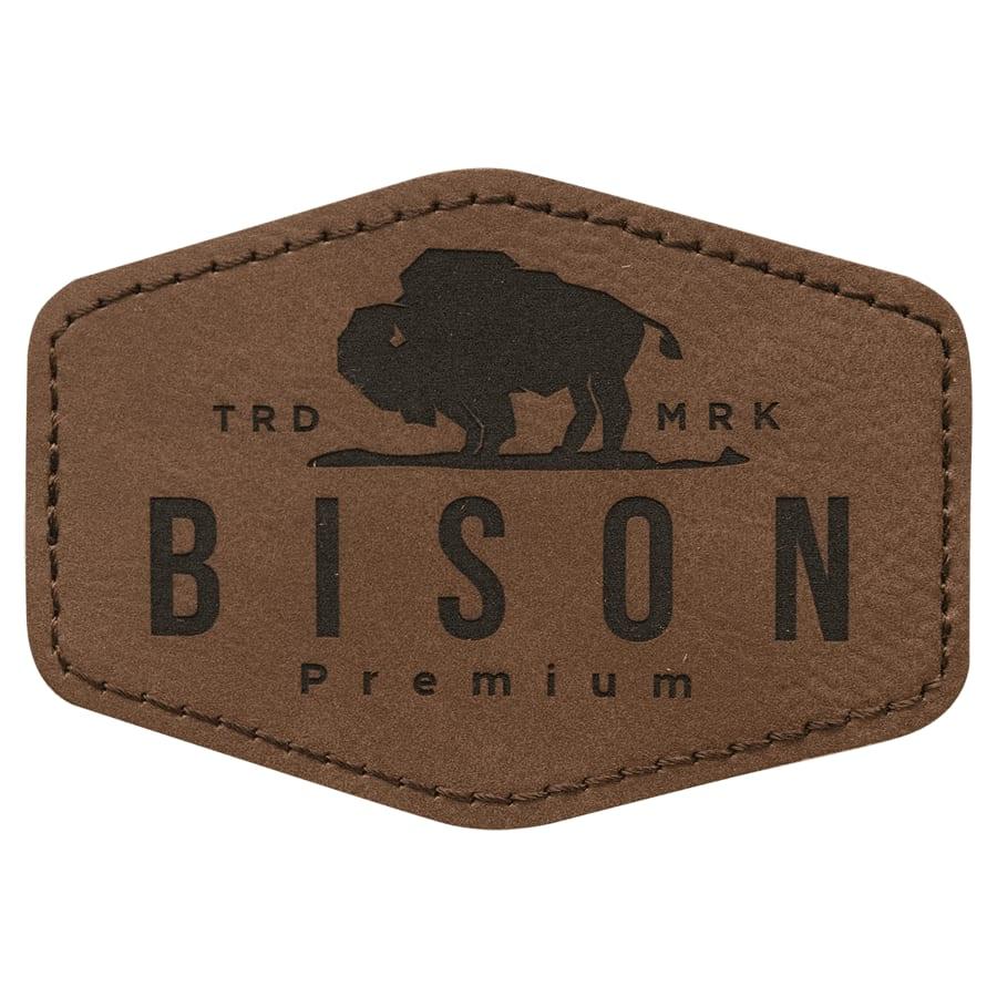 Laserable Leatherette Patch Blanks with Adhesive, Hexagon and Specialty Shape (Packs) - 3 1/2" x 2 1/2" Hex Dark Brown