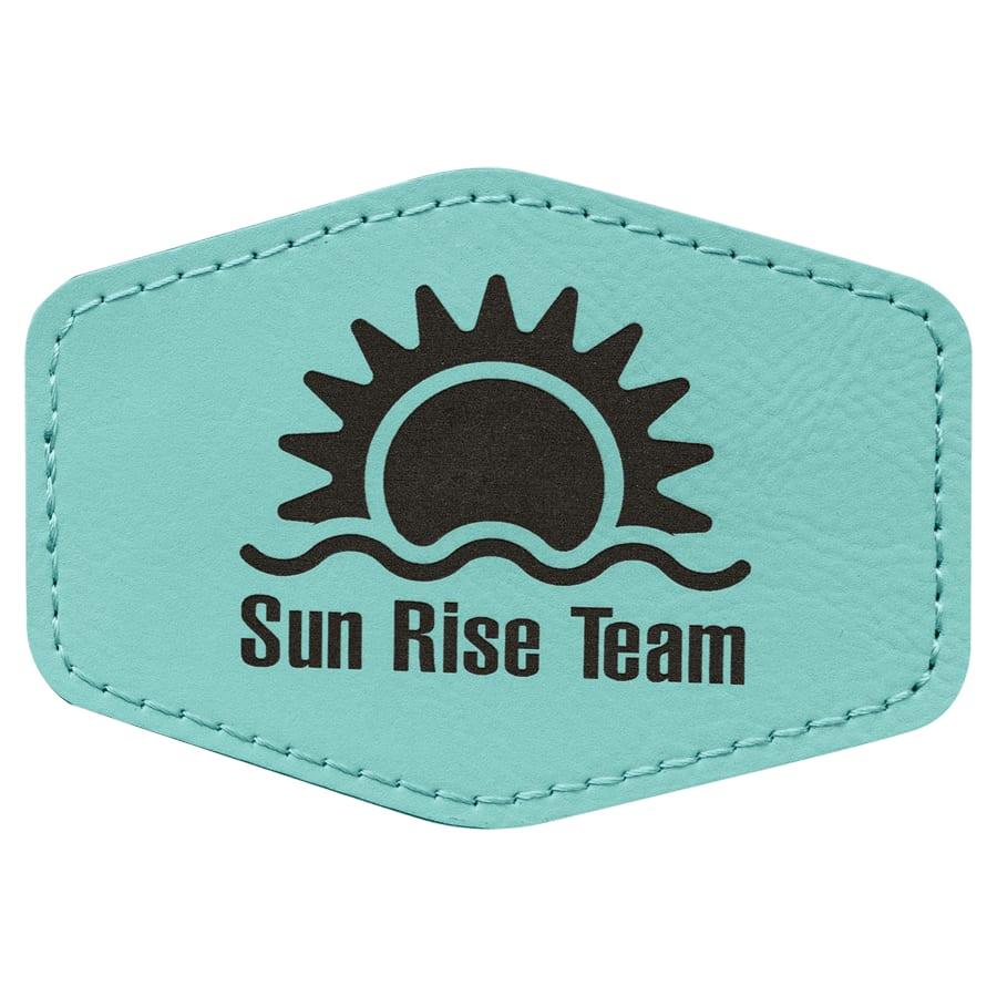 Laserable Leatherette Patch Blanks with Adhesive, Hexagon and Specialty Shape (Packs) - 3 1/2" x 2 1/2" Hex Teal