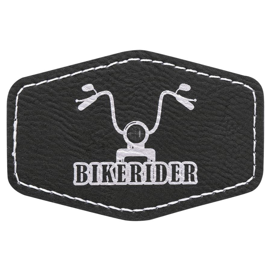 Laserable Leatherette Patch Blanks with Adhesive, Hexagon and Specialty Shape (Packs) - 3" x 2" Hex Black/Silver