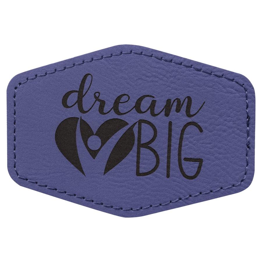 Laserable Leatherette Patch Blanks with Adhesive, Hexagon and Specialty Shape (Packs) - 3 1/2" x 2 1/2" Hex Purple