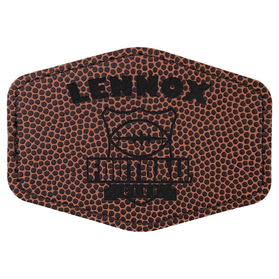Laserable Leatherette Patch Blanks with Adhesive, Hexagon and Specialty Shape (Packs) - 3 1/2" x 2 1/2" Hex Football