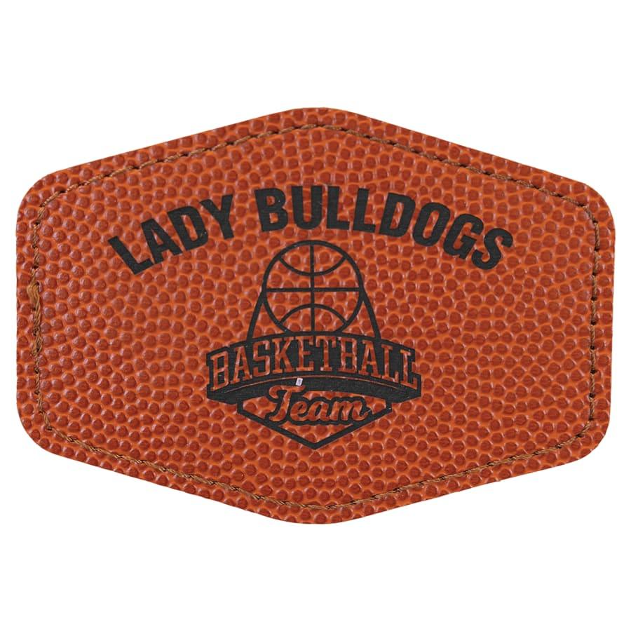 Laserable Leatherette Patch Blanks with Adhesive, Hexagon and Specialty Shape (Packs) - 3 1/2" x 2 1/2" Hex Basketball