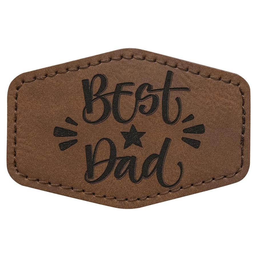 Laserable Leatherette Patch Blanks with Adhesive, Hexagon and Specialty Shape (Packs) - 3" x 2" Hex Dark Brown