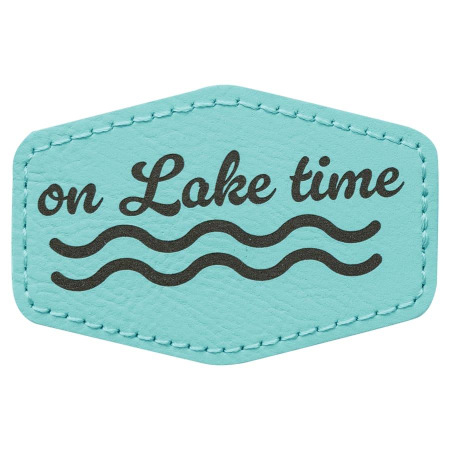 Laserable Leatherette Patch Blanks with Adhesive, Hexagon and Specialty Shape (Packs) - 3" x 2" Hex Teal