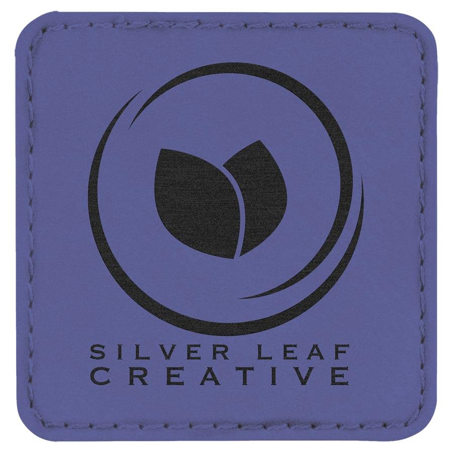 Laserable Leatherette Patch Blanks with Adhesive, Rectangle and Square (Packs) - 2 1/2" x 2 1/2" Square Purple
