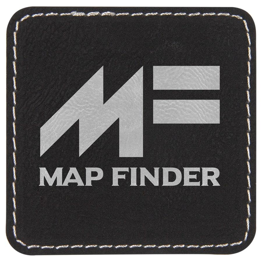 Laserable Leatherette Patch Blanks with Adhesive, Rectangle and Square (Packs) - 2 1/2" x 2 1/2" Square Black/Silver