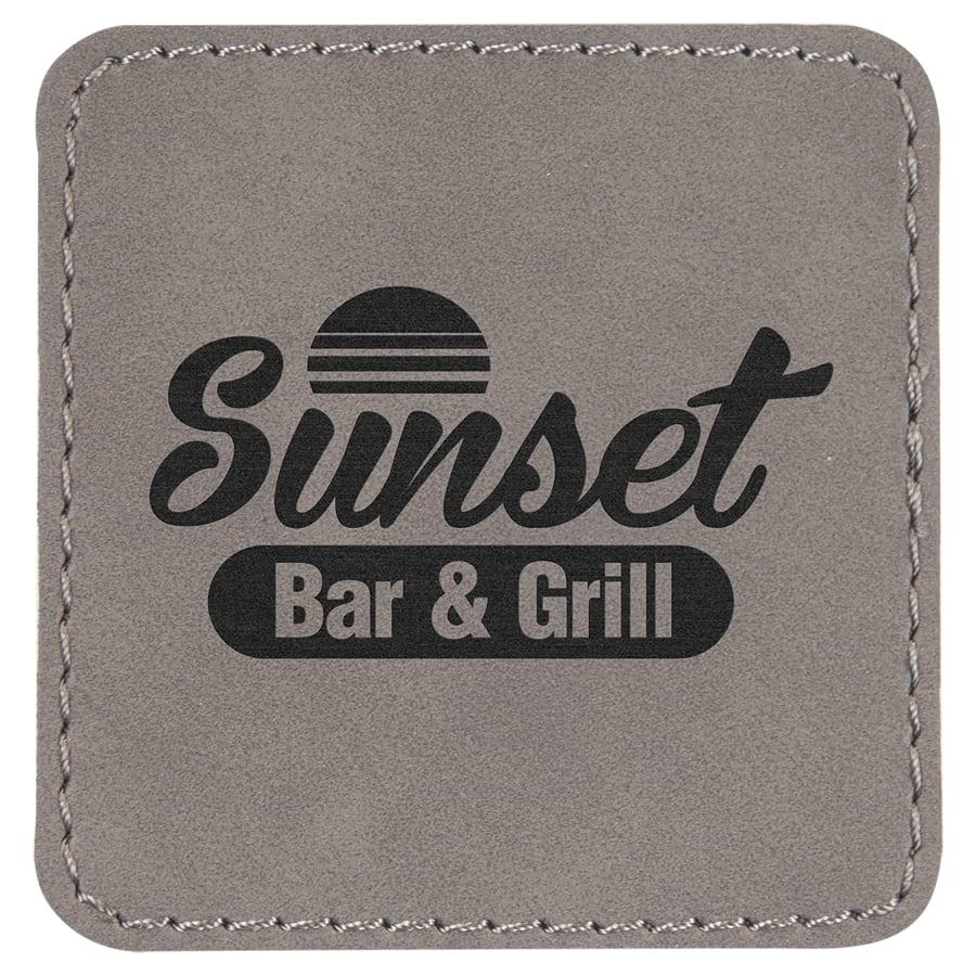 Laserable Leatherette Patch Blanks with Adhesive, Rectangle and Square (Packs) - 2 1/2" x 2 1/2" Square Gray
