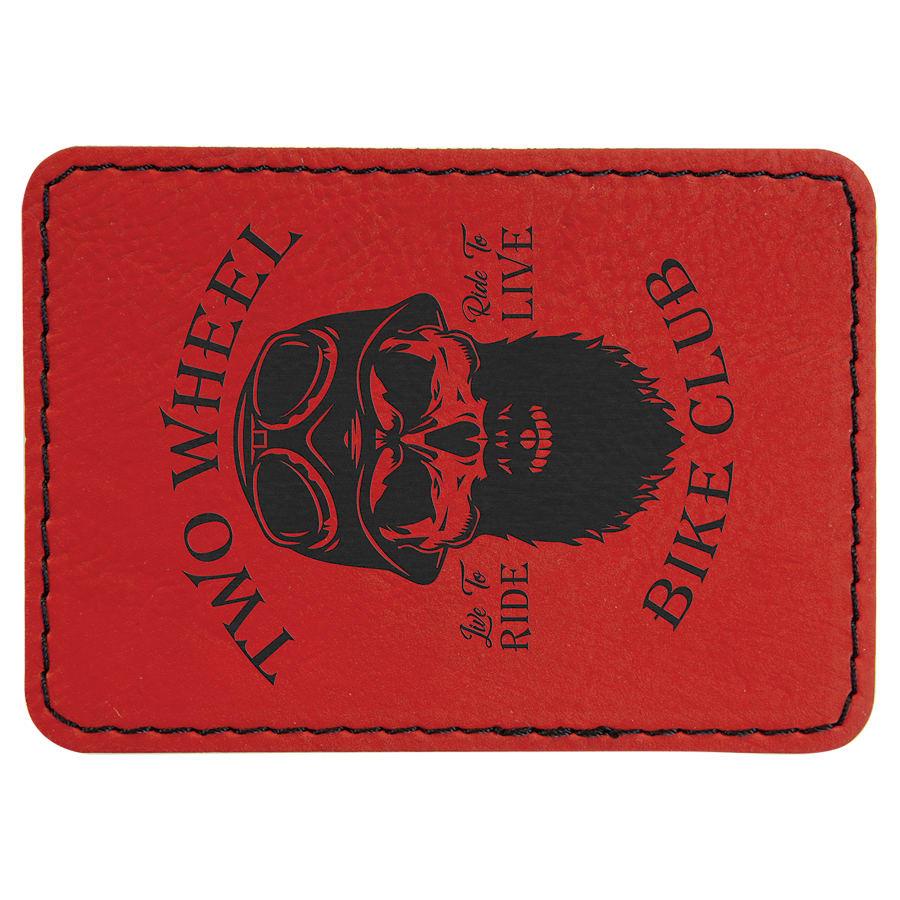 Laserable Leatherette Patch Blanks with Adhesive, Rectangle and Square (Packs) - 3 1/2" x 2 1/2" Rectangle Red