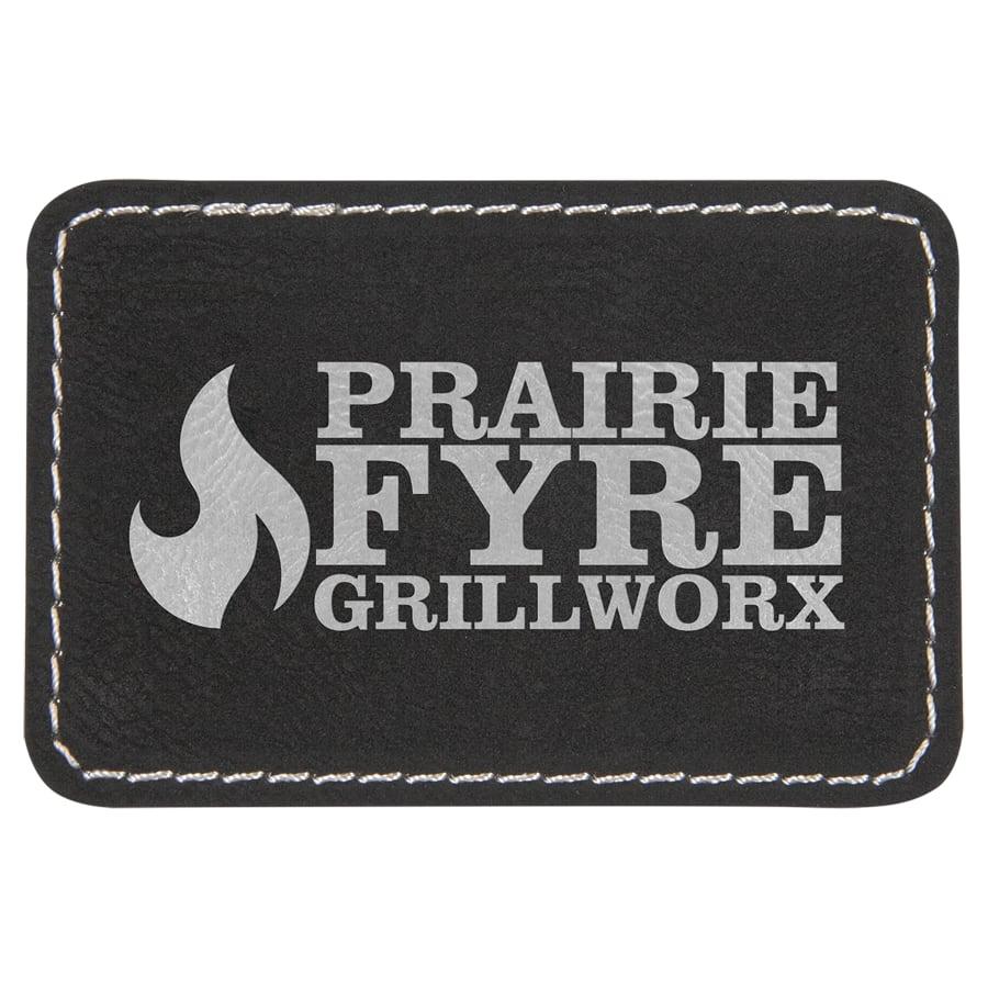 Laserable Leatherette Patch Blanks with Adhesive, Rectangle and Square (Packs) - 3" x 2" Rectangle Black/Silver