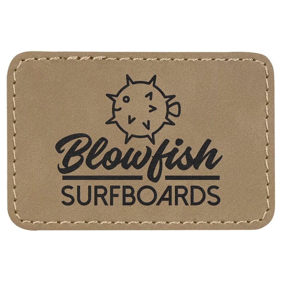 Laserable Leatherette Patch Blanks with Adhesive, Rectangle and Square (Packs) - 3" x 2" Rectangle Light Brown