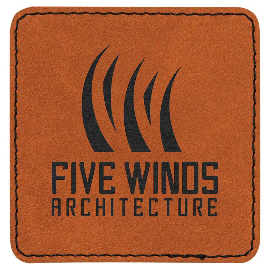Laserable Leatherette Patch Blanks with Adhesive, Rectangle and Square (Packs) - 3" x 3" Square Rawhide