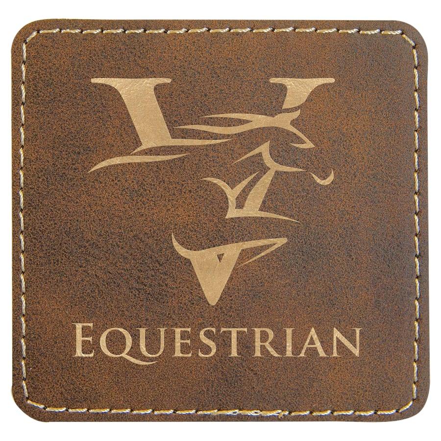 Laserable Leatherette Patch Blanks with Adhesive, Rectangle and Square (Packs) - 3" x 3" Square Rustic/Gold