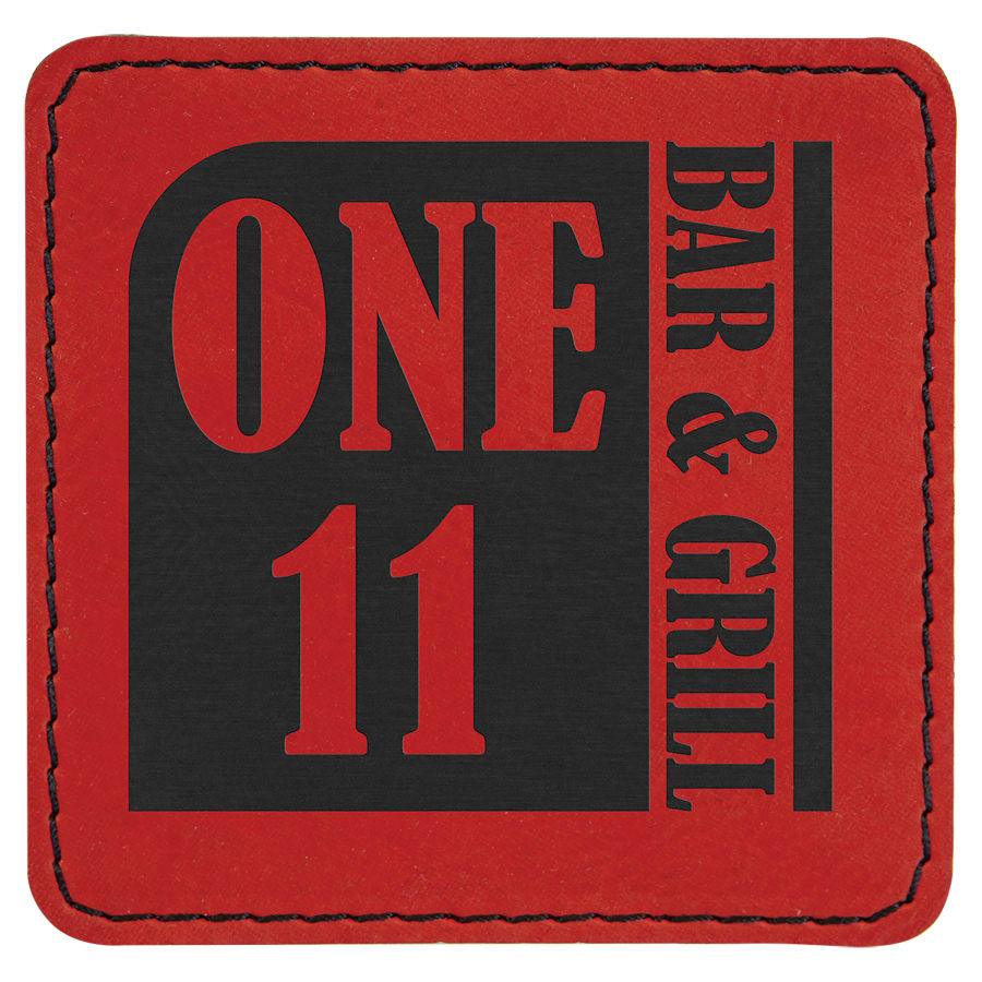 Laserable Leatherette Patch Blanks with Adhesive, Rectangle and Square (Packs) - 3" x 3" Square Red