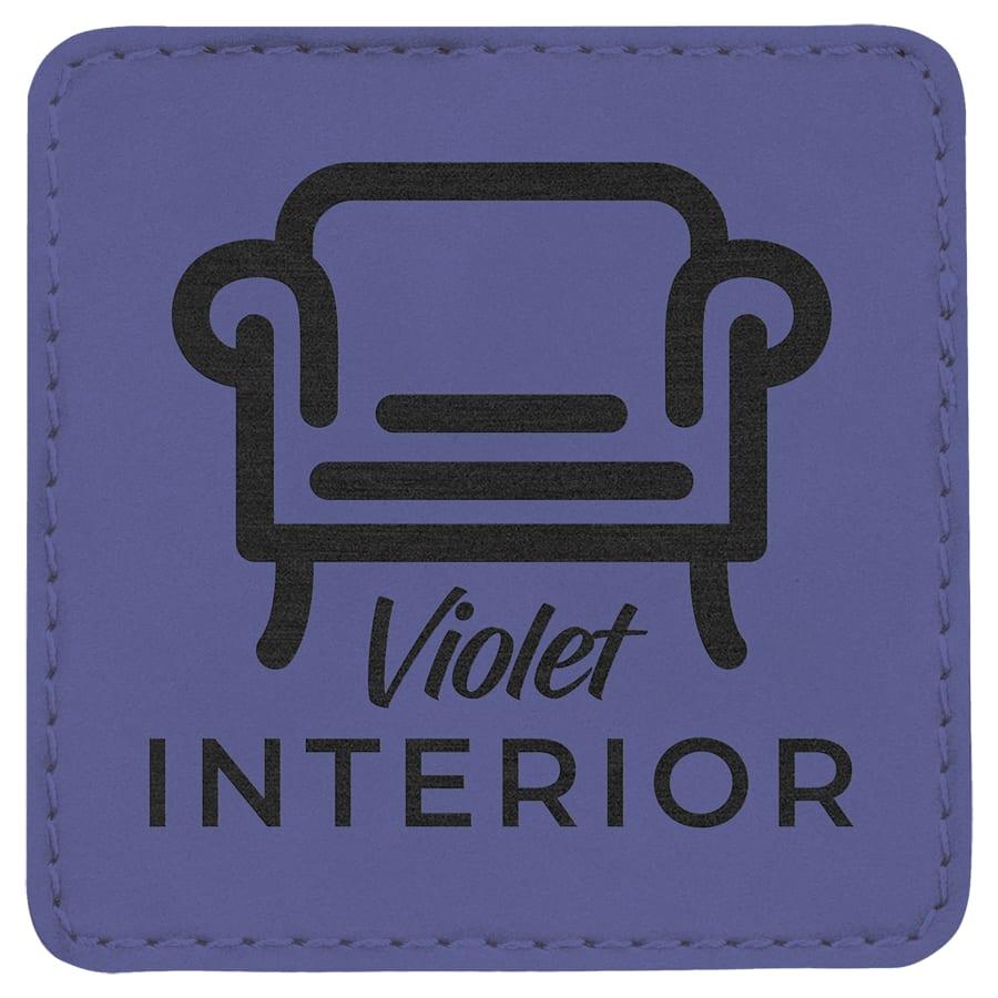Laserable Leatherette Patch Blanks with Adhesive, Rectangle and Square (Packs) - 3" x 3" Square Purple