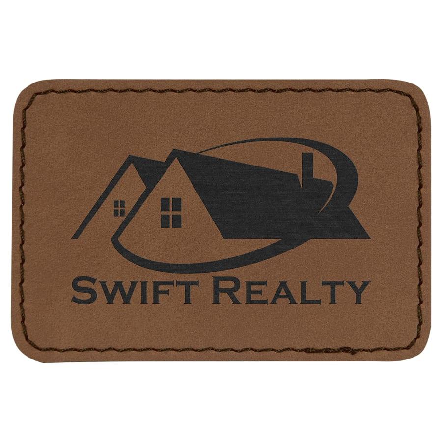 Laserable Leatherette Patch Blanks with Adhesive, Rectangle and Square (Packs) - 3" x 2" Rectangle Dark Brown
