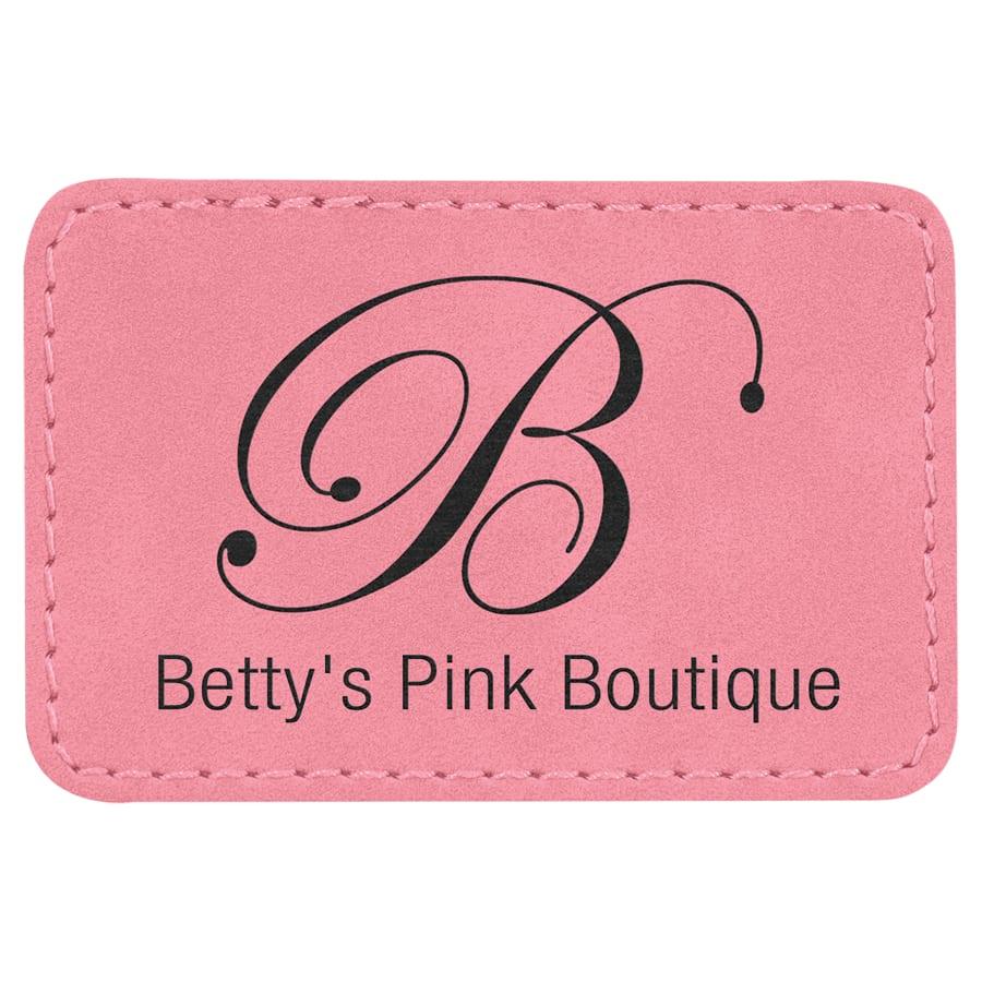 Laserable Leatherette Patch Blanks with Adhesive, Rectangle and Square (Packs) - 3" x 2" Rectangle Pink