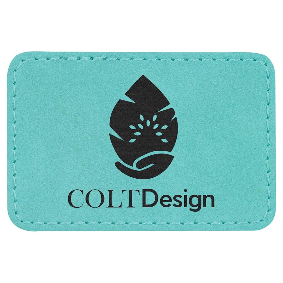 Laserable Leatherette Patch Blanks with Adhesive, Rectangle and Square (Packs) - 3" x 2" Rectangle Teal