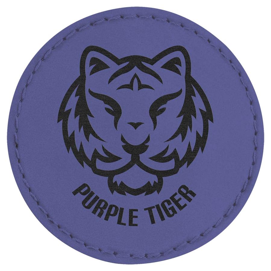 Laserable Leatherette Patch Blanks with Adhesive, Round and Oval (Packs) - 2 1/2" Round Purple