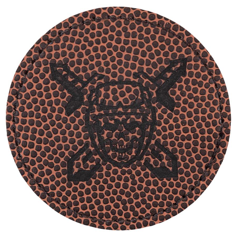 Laserable Leatherette Patch Blanks with Adhesive, Round and Oval (Packs) - 2 1/2" Round Football