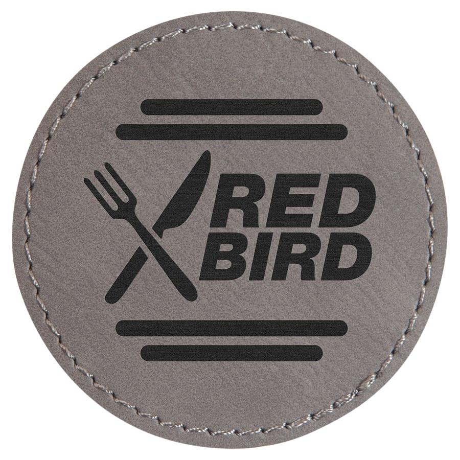 Laserable Leatherette Patch Blanks with Adhesive, Round and Oval (Packs) - 2 1/2" Round Gray