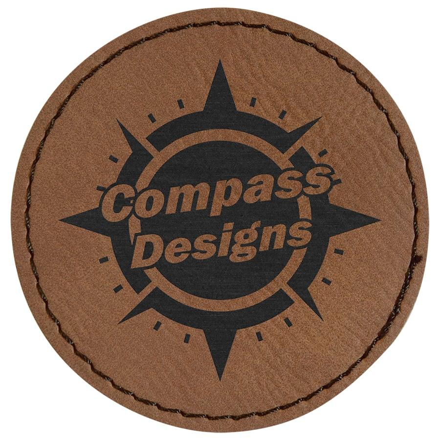 Laserable Leatherette Patch Blanks with Adhesive, Round and Oval (Packs) - 2 1/2" Round Dark Brown