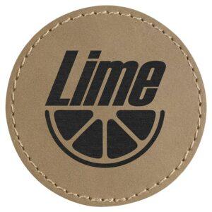 Laserable Leatherette Patch Blanks with Adhesive, Round and Oval (Packs) - 2 1/2" Round Light Brown
