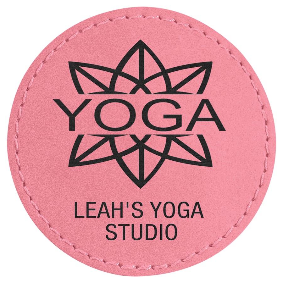 Laserable Leatherette Patch Blanks with Adhesive, Round and Oval (Packs) - 2 1/2" Round Pink