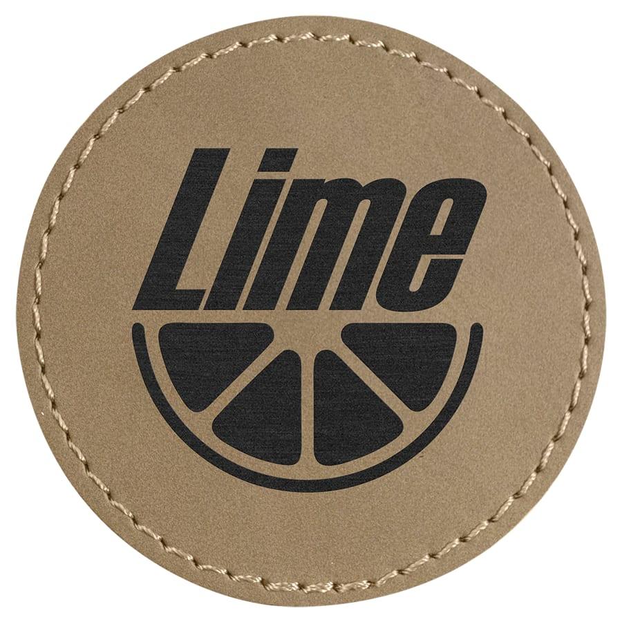 Laserable Leatherette Patch Blanks with Adhesive, Round and Oval (Packs) - 2 1/2" Round Light Brown