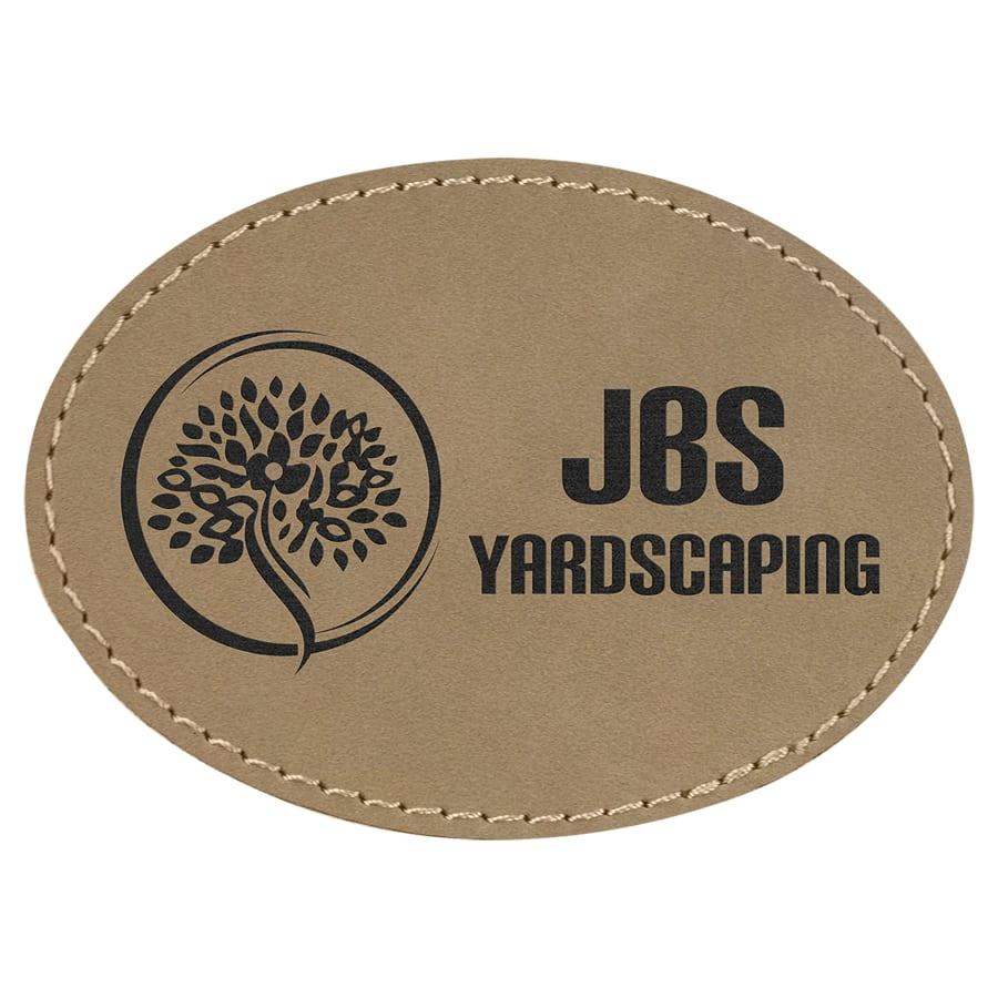 Laserable Leatherette Patch Blanks with Adhesive, Round and Oval (Packs) - 3 1/2" x 2 1/2" Oval Light Brown