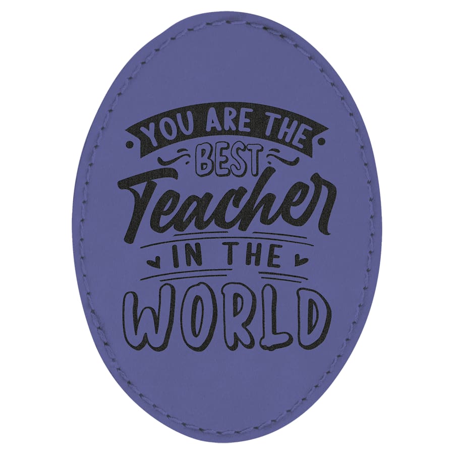 Laserable Leatherette Patch Blanks with Adhesive, Round and Oval (Packs) - 3 1/2" x 2 1/2" Oval Purple