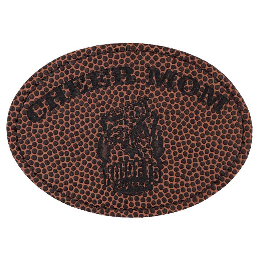 Laserable Leatherette Patch Blanks with Adhesive, Round and Oval (Packs) - 3 1/2" x 2 1/2" Oval Football