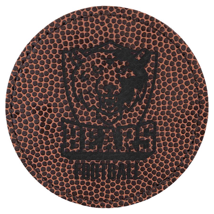 Laserable Leatherette Patch Blanks with Adhesive, Round and Oval (Packs) - 3" Round Football