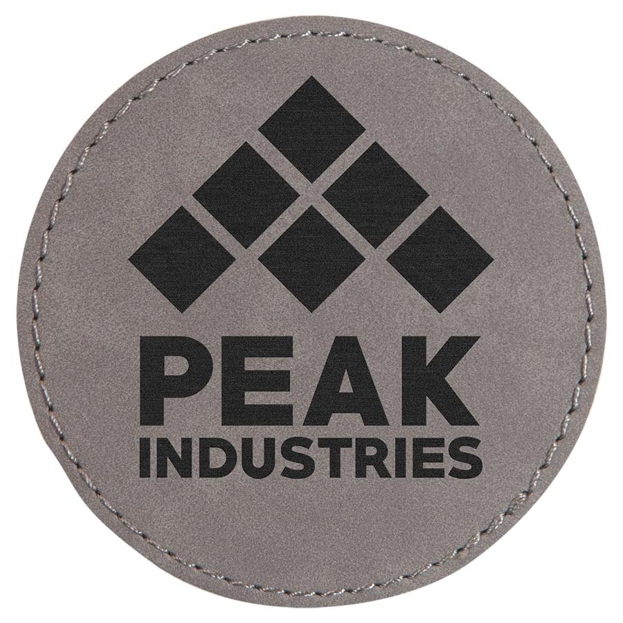 Laserable Leatherette Patch Blanks with Adhesive, Round and Oval (Packs) - 3" Round Gray