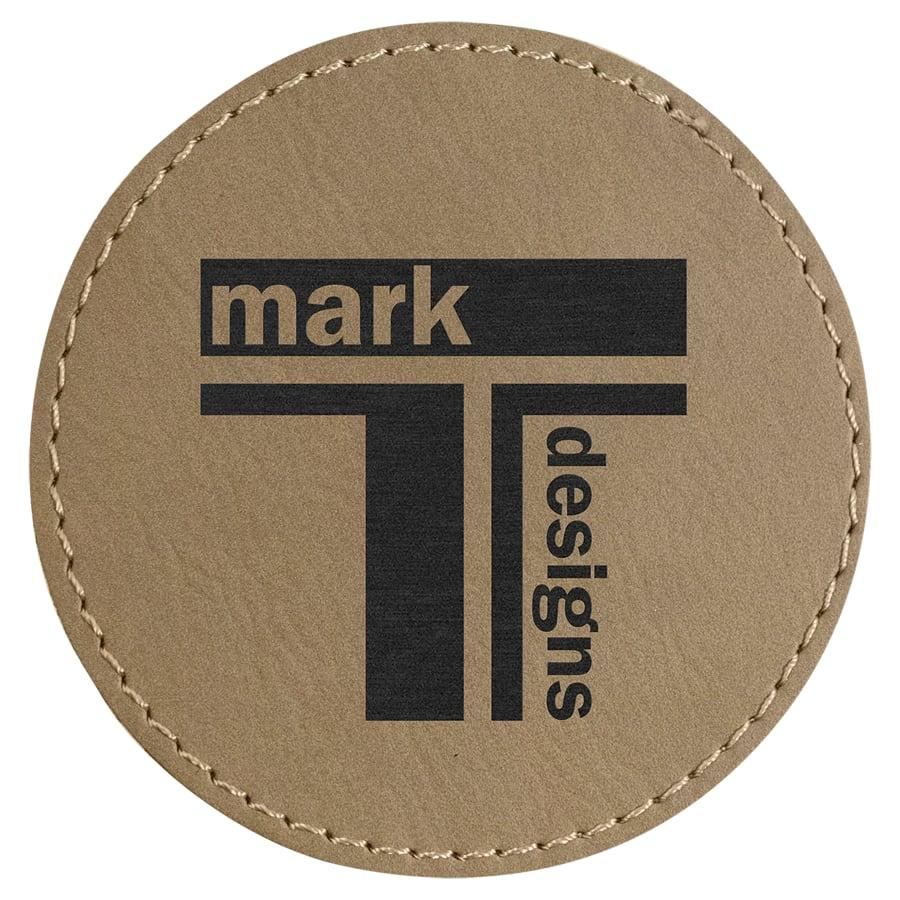 Laserable Leatherette Patch Blanks with Adhesive, Round and Oval (Packs) - 3" Round Light Brown