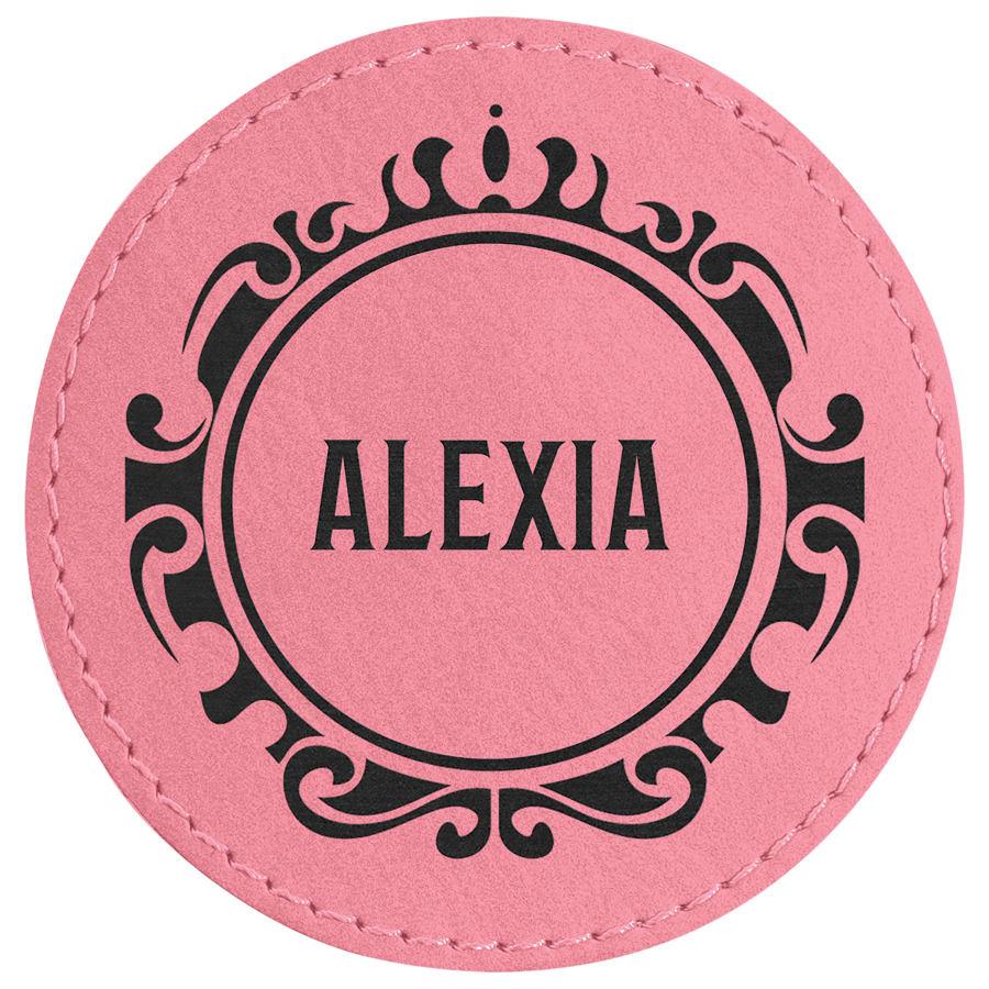 Laserable Leatherette Patch Blanks with Adhesive, Round and Oval (Packs) - 3" Round Pink