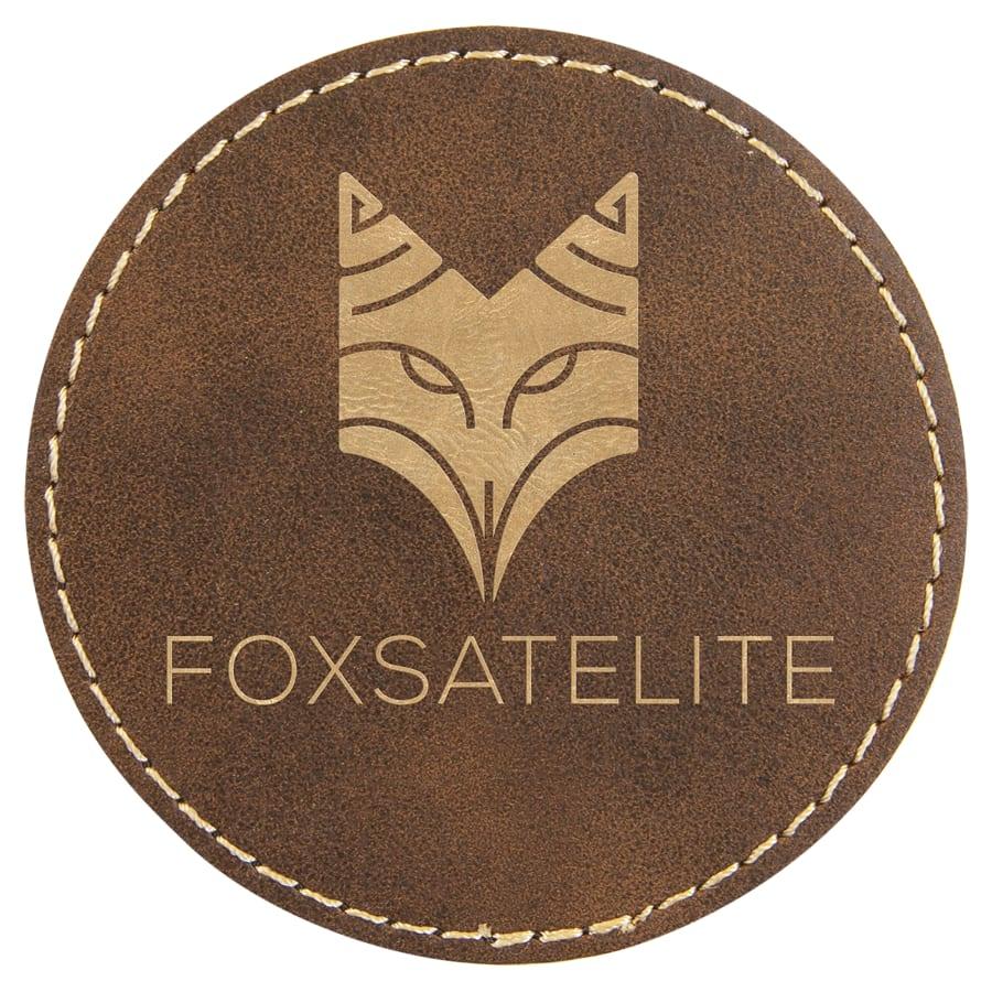 Laserable Leatherette Patch Blanks with Adhesive, Round and Oval (Packs) - 3" Round Rustic/Gold