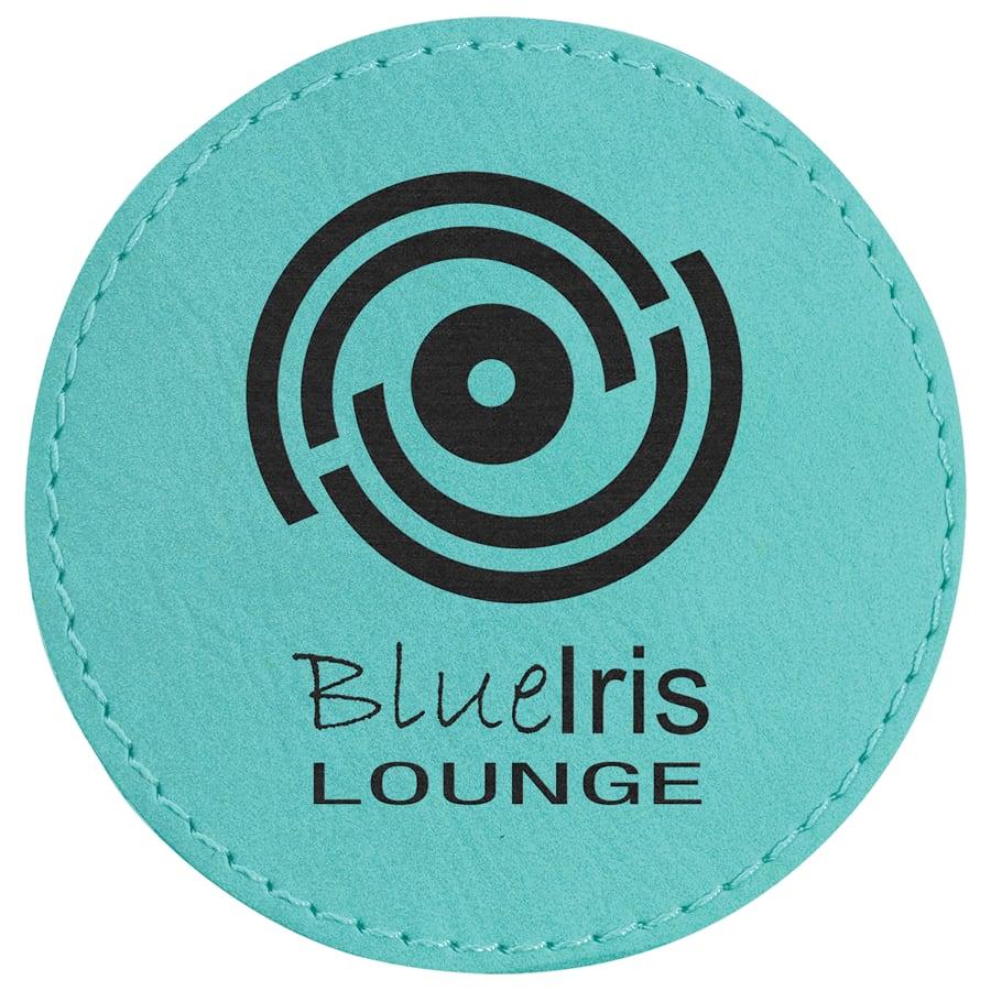 Laserable Leatherette Patch Blanks with Adhesive, Round and Oval (Packs) - 3" Round Teal