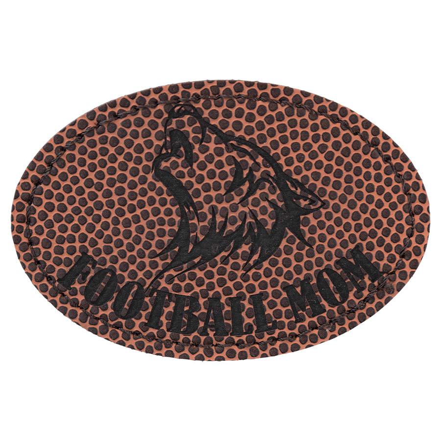 Laserable Leatherette Patch Blanks with Adhesive, Round and Oval (Packs) - 3" x 2" Oval Football