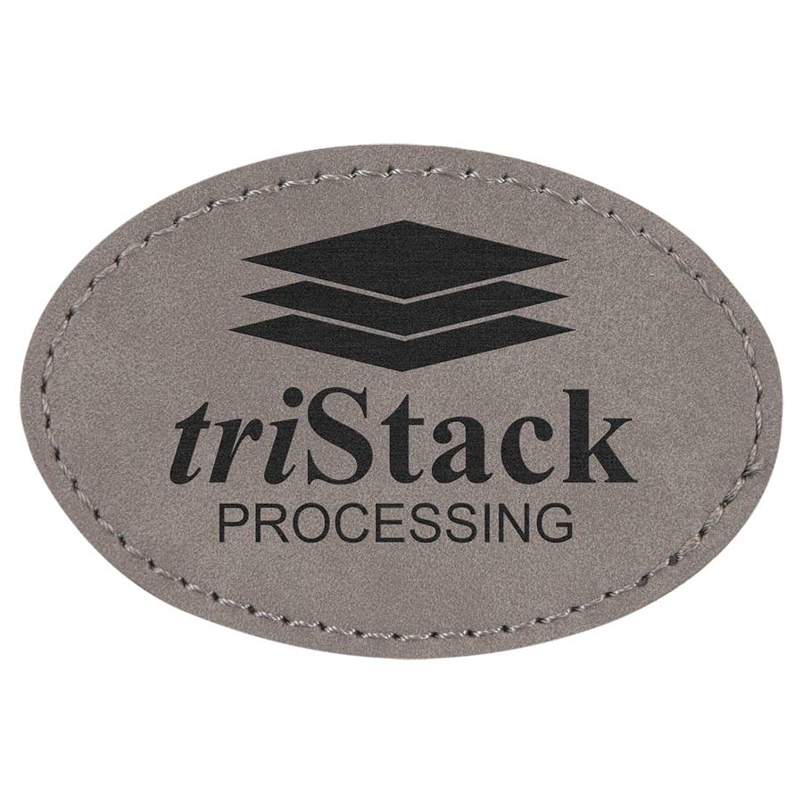 Laserable Leatherette Patch Blanks with Adhesive, Round and Oval (Packs) - 3" x 2" Oval Gray