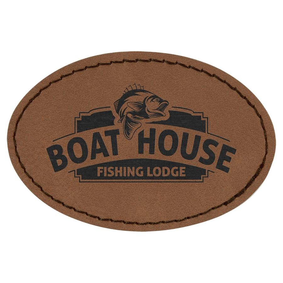 Laserable Leatherette Patch Blanks with Adhesive, Round and Oval (Packs) - 3" x 2" Oval Dark Brown