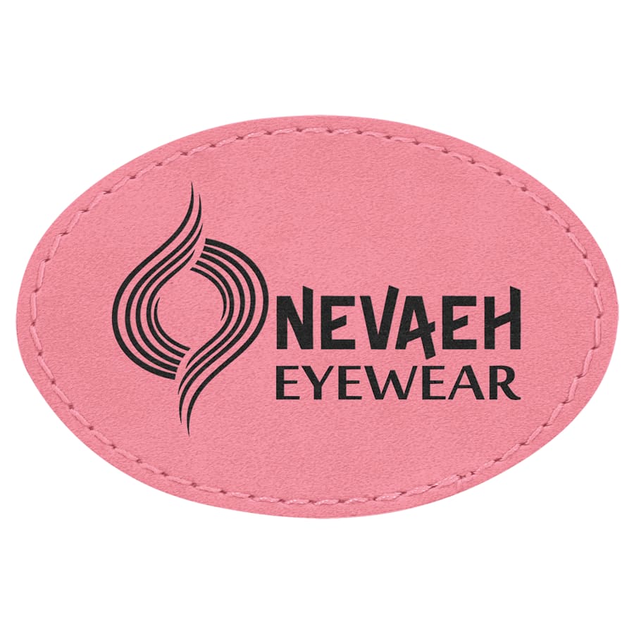 Laserable Leatherette Patch Blanks with Adhesive, Round and Oval (Packs) - 3" x 2" Oval Pink
