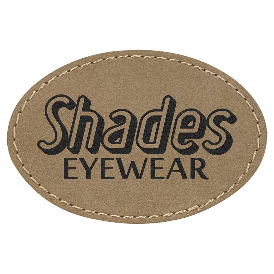 Laserable Leatherette Patch Blanks with Adhesive, Round and Oval (Packs) - 3" x 2" Oval Light Brown