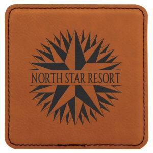 Personalized Leather Coasters, Set of 4 - Square, Rawhide