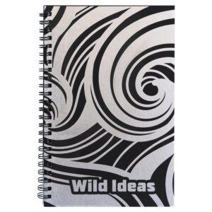 Personalized Notebook or Journal, Engraves to Silver - Spiral Notebook 5 1/2" x 8 1/2", Black