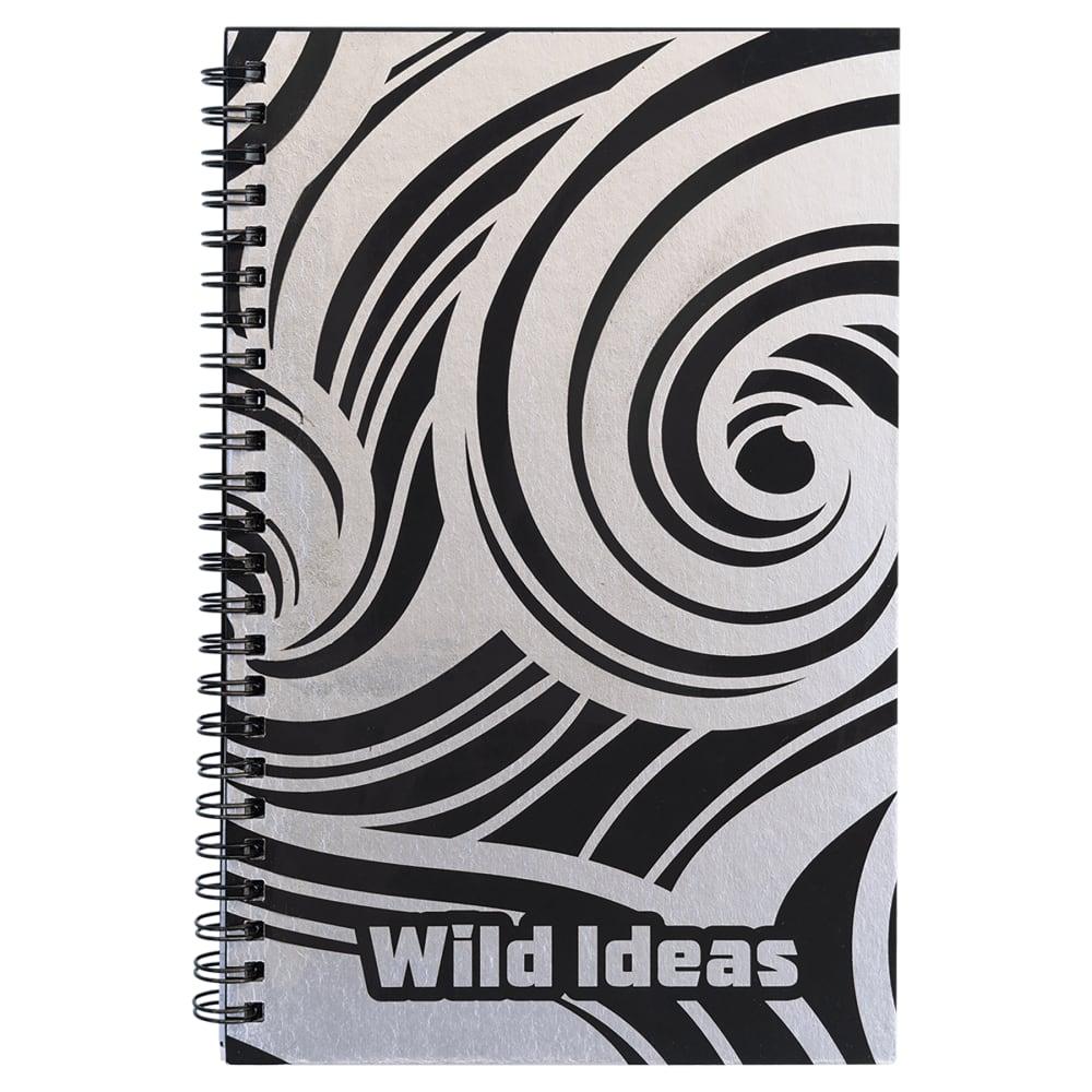 Personalized Notebook or Journal, Engraves to Silver - Spiral Notebook 5 1/2" x 8 1/2", Black