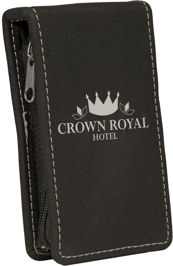 Personalized Manicure Set, 7-Piece Faux Leather Case - Black/Silver