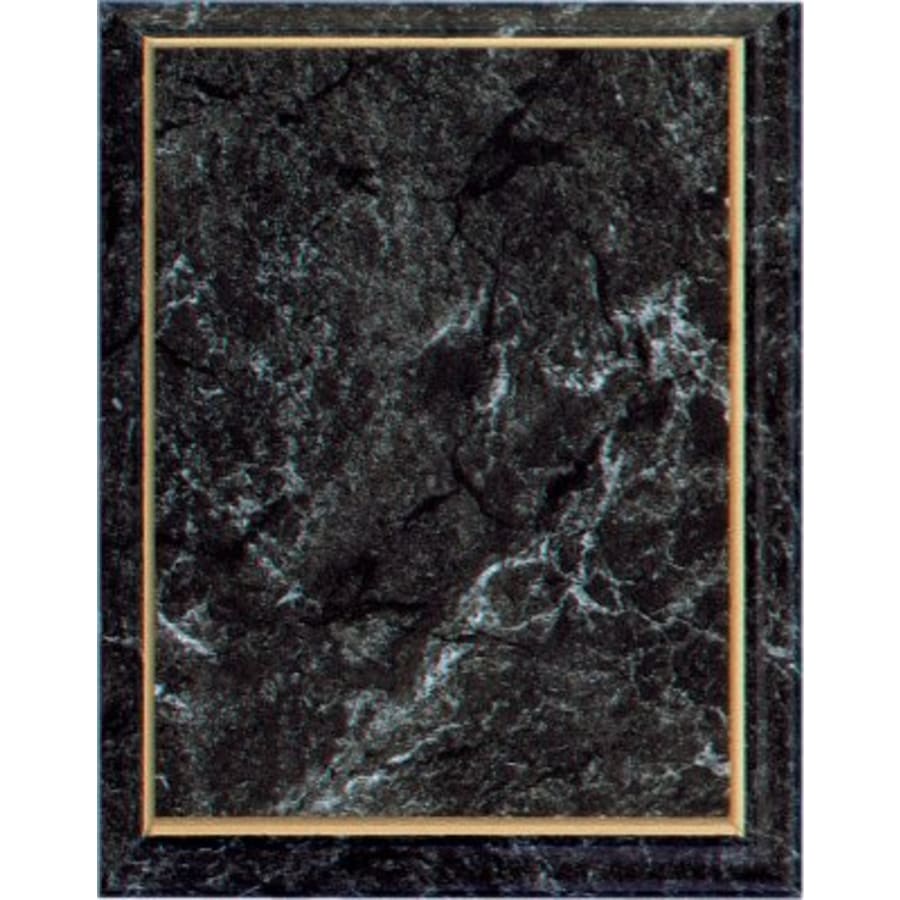 Marble, Color and Black Finish Plaque Boards, Blank - 10 1/2" x 13" Improved Black Marble Finish Plaque with Gold Cove Edge